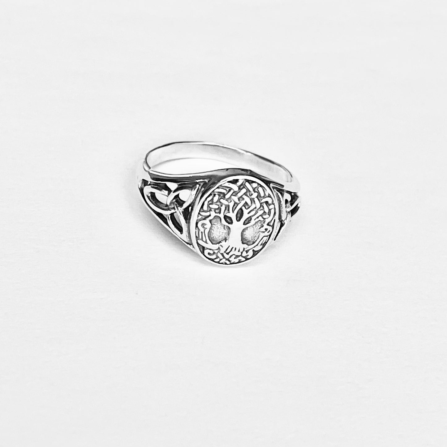 Sterling Silver Tree of Life Ring with Celtic, Trinity Knot Rings, Fortune Trees Jewelry