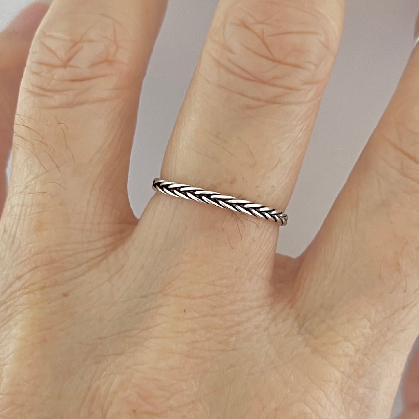 Sterling Silver Little Dainty Eternity Braid Band, Silver Ring, Stackable Bands, Braided Rings