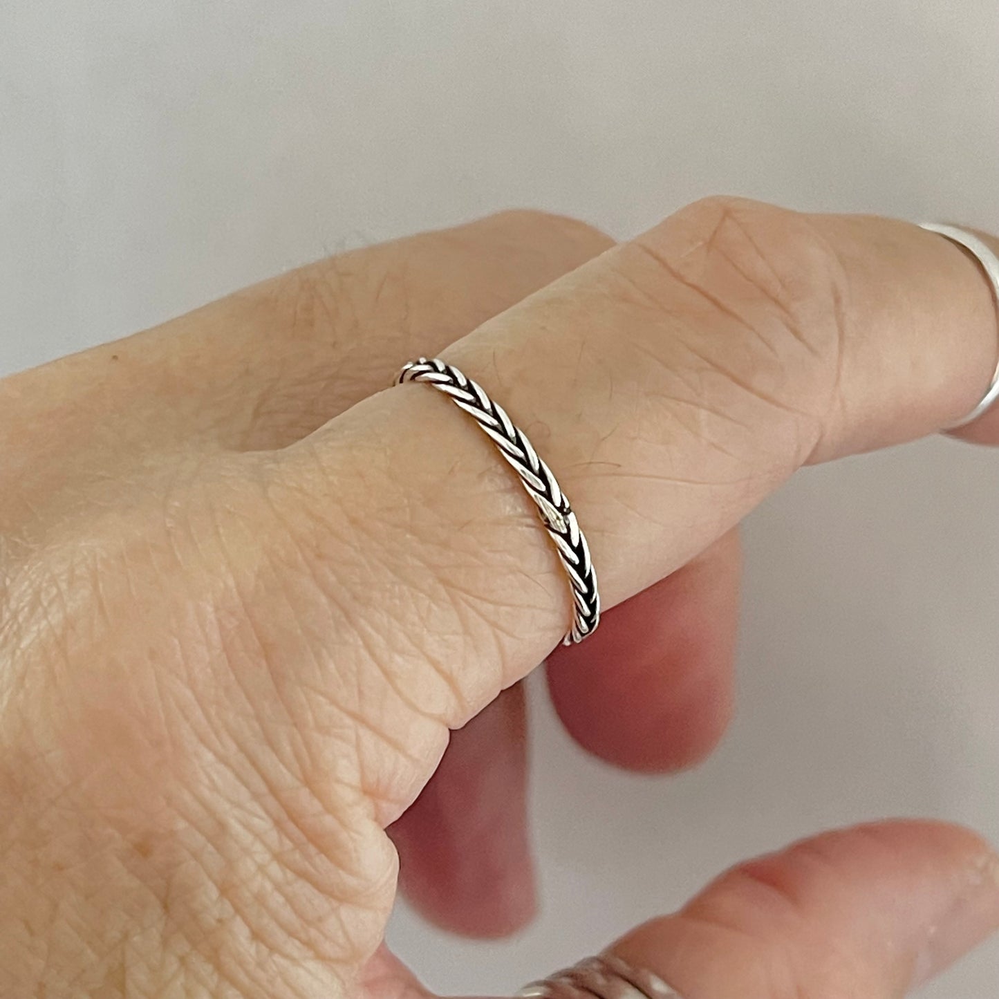 Sterling Silver Little Dainty Eternity Braid Band, Silver Ring, Stackable Bands, Braided Rings