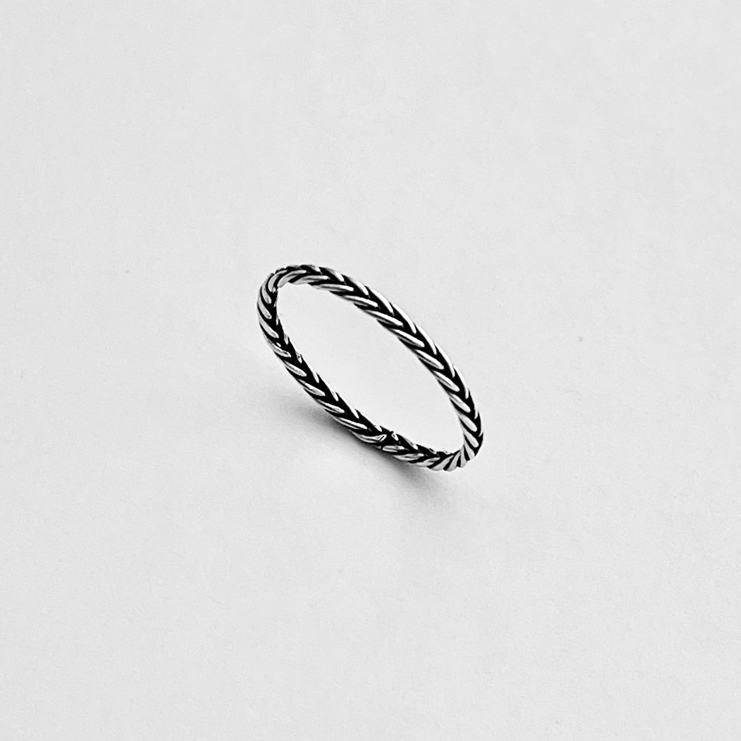 Sterling Silver Little Dainty Eternity Braid Band, Silver Ring, Stackable Bands, Braided Rings