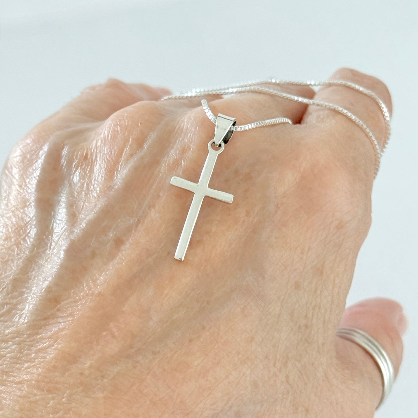 925 Sterling Silver Small Cross Necklace | Dainty Christian Pendant for Women