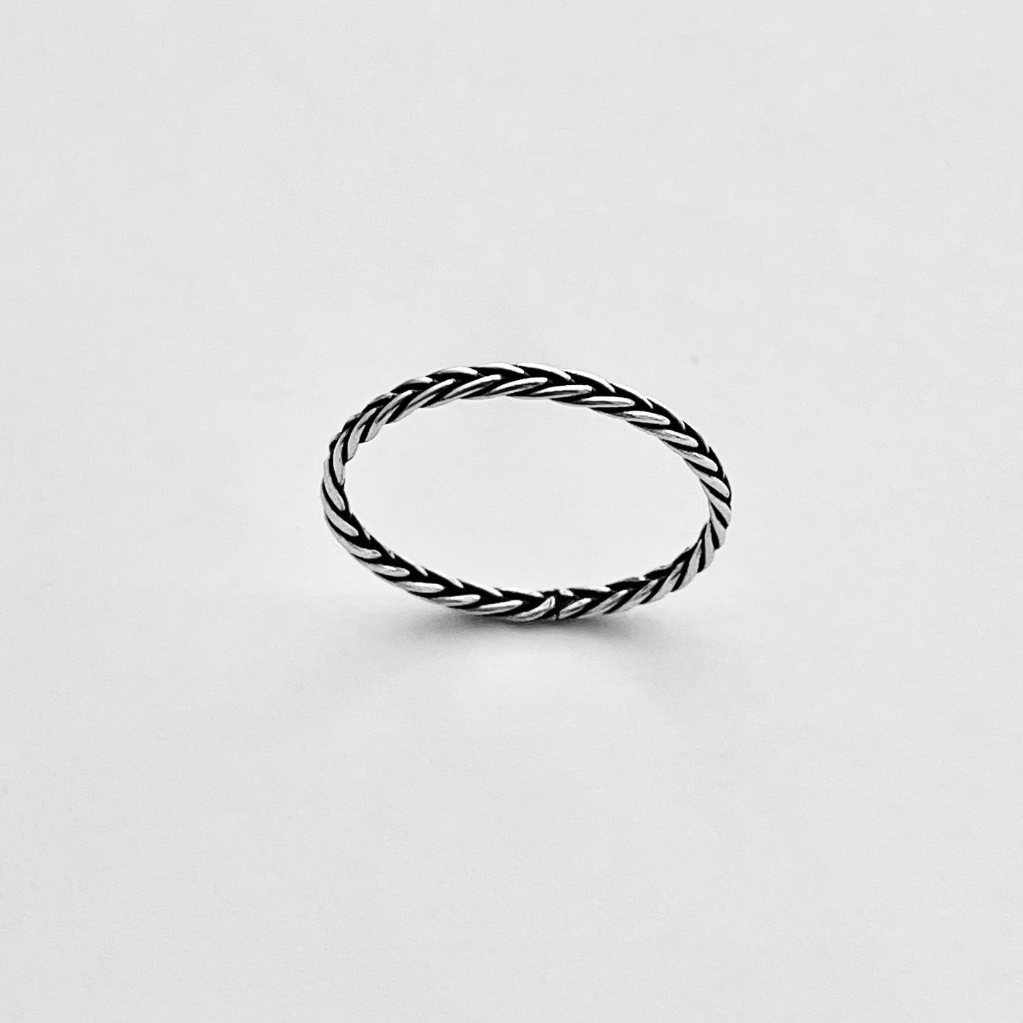 Sterling Silver Little Dainty Eternity Braid Band, Silver Ring, Stackable Bands, Braided Rings