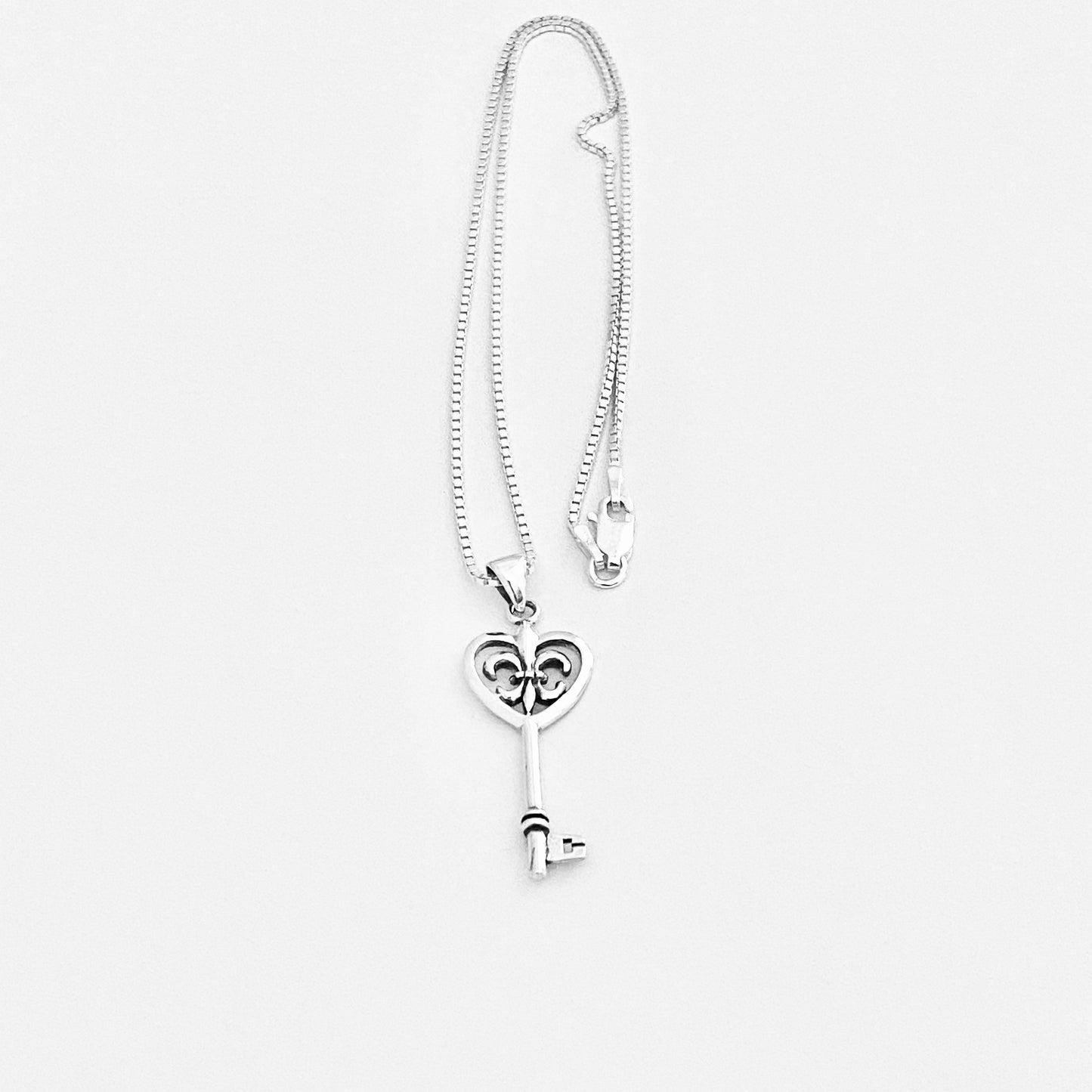 925 Sterling Silver Fleur De Lis Key Necklace | Saints & Lily Pendant Jewelry