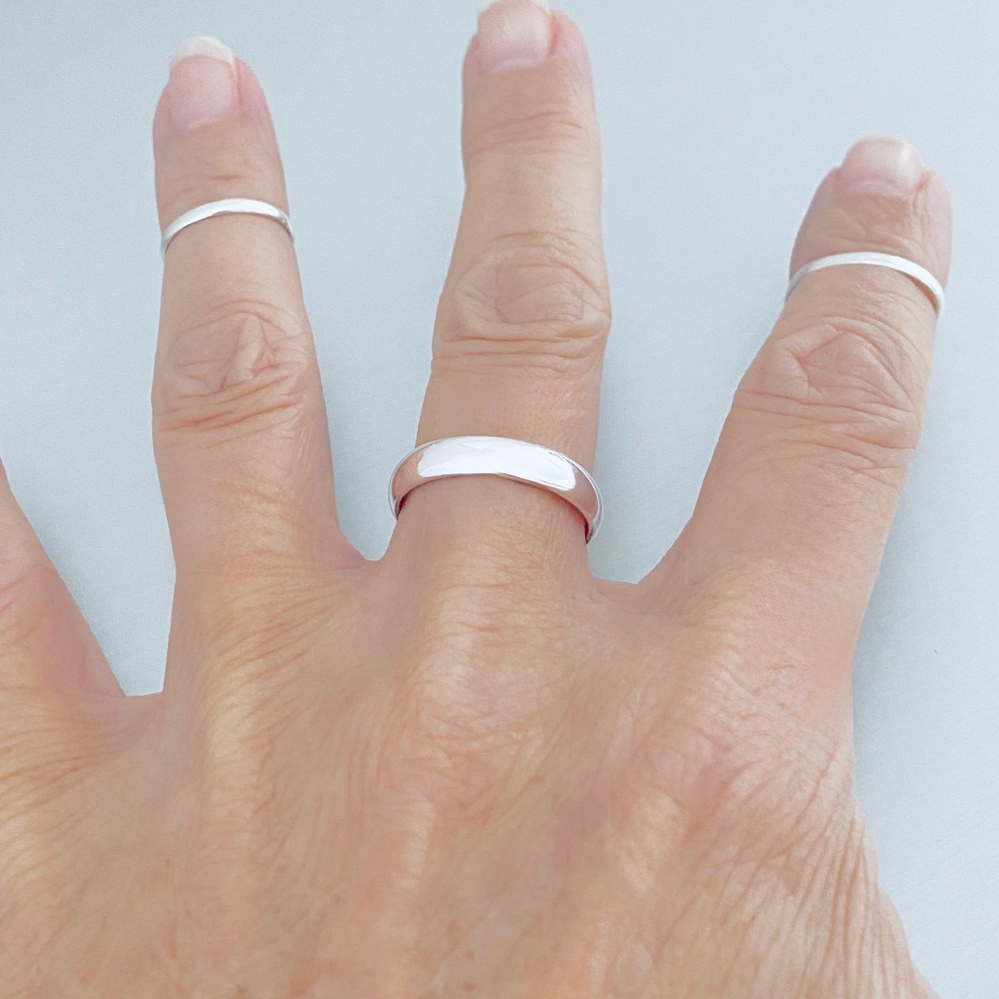 Sterling Silver Unisex High Polish 4MM Wedding Band, Stackable Ring, Silver Bands
