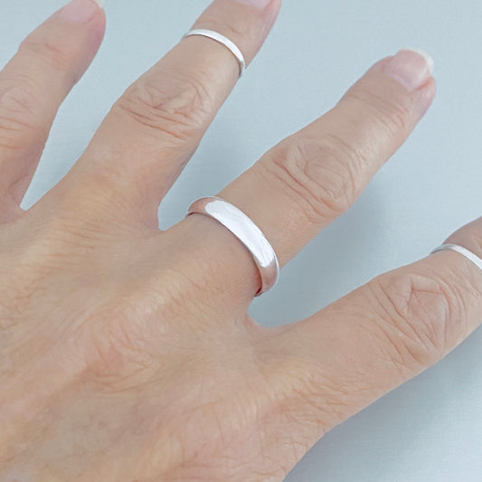 Sterling Silver Unisex High Polish 4MM Wedding Band, Stackable Ring, Silver Bands