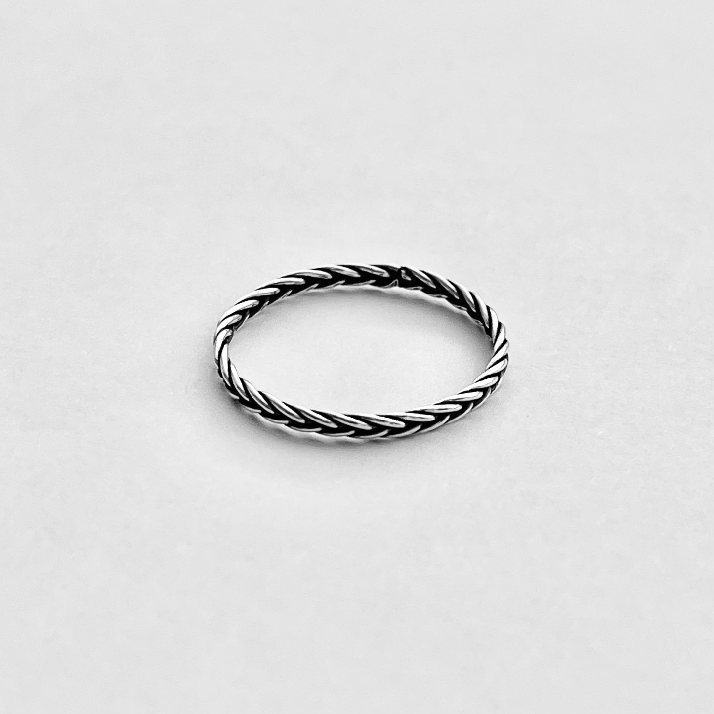 Sterling Silver Little Dainty Eternity Braid Band, Silver Ring, Stackable Bands, Braided Rings