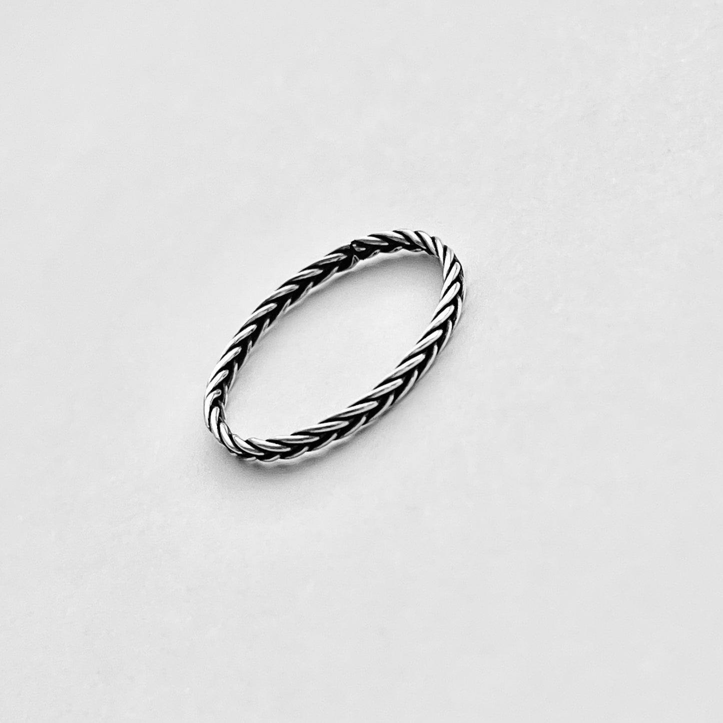 Sterling Silver Little Dainty Eternity Braid Band, Silver Ring, Stackable Bands, Braided Rings