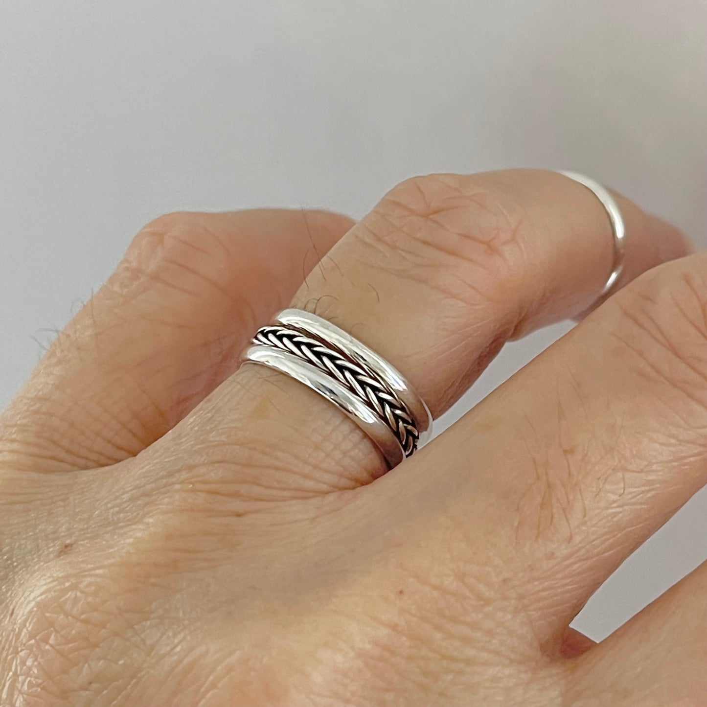 Sterling Silver Little Dainty Eternity Braid Band, Silver Ring, Stackable Bands, Braided Rings