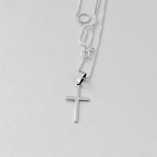 925 Sterling Silver Small Cross Necklace | Dainty Christian Pendant for Women