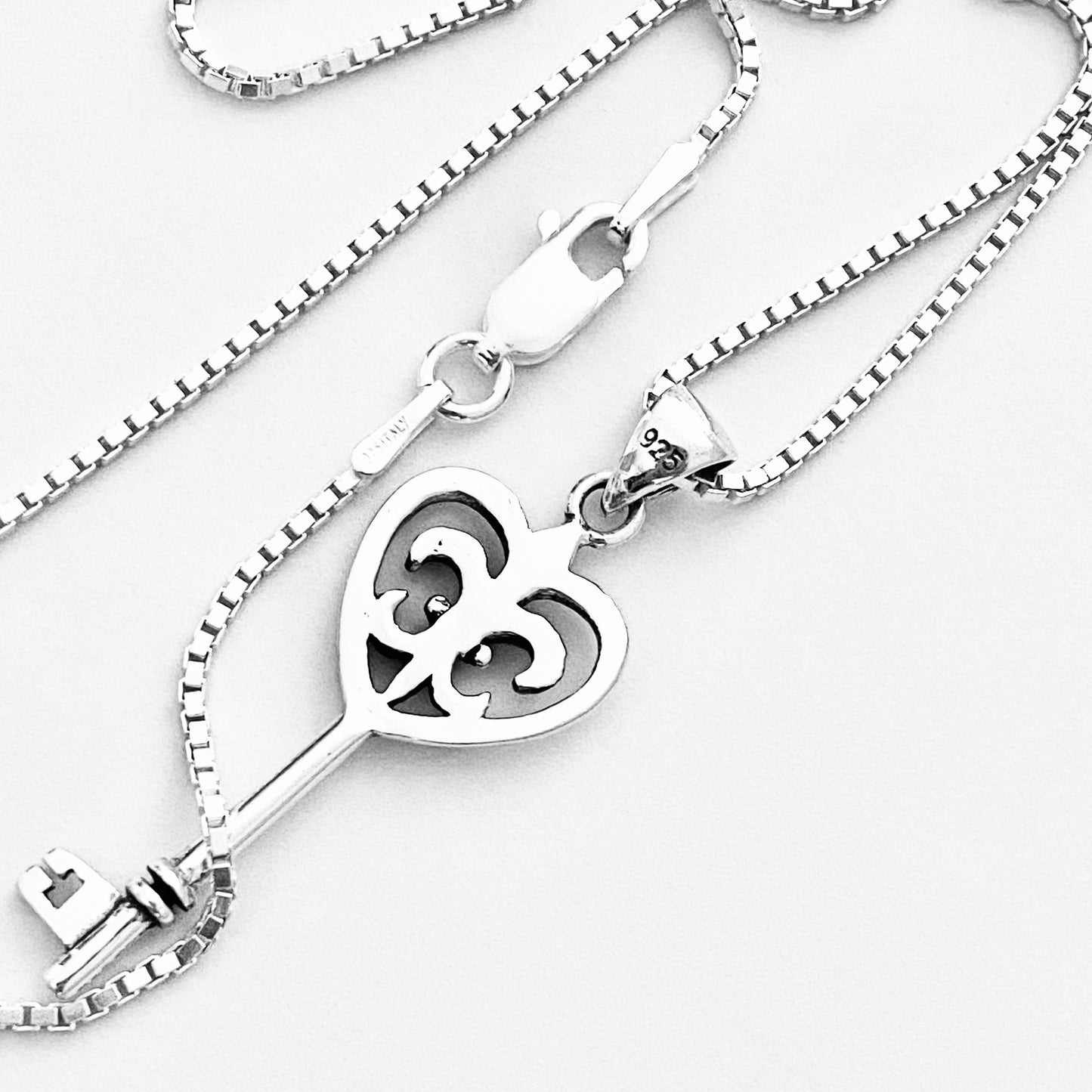925 Sterling Silver Fleur De Lis Key Necklace | Saints & Lily Pendant Jewelry