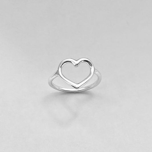 Sterling Silver Open Love Heart Ring, Love Silver Rings