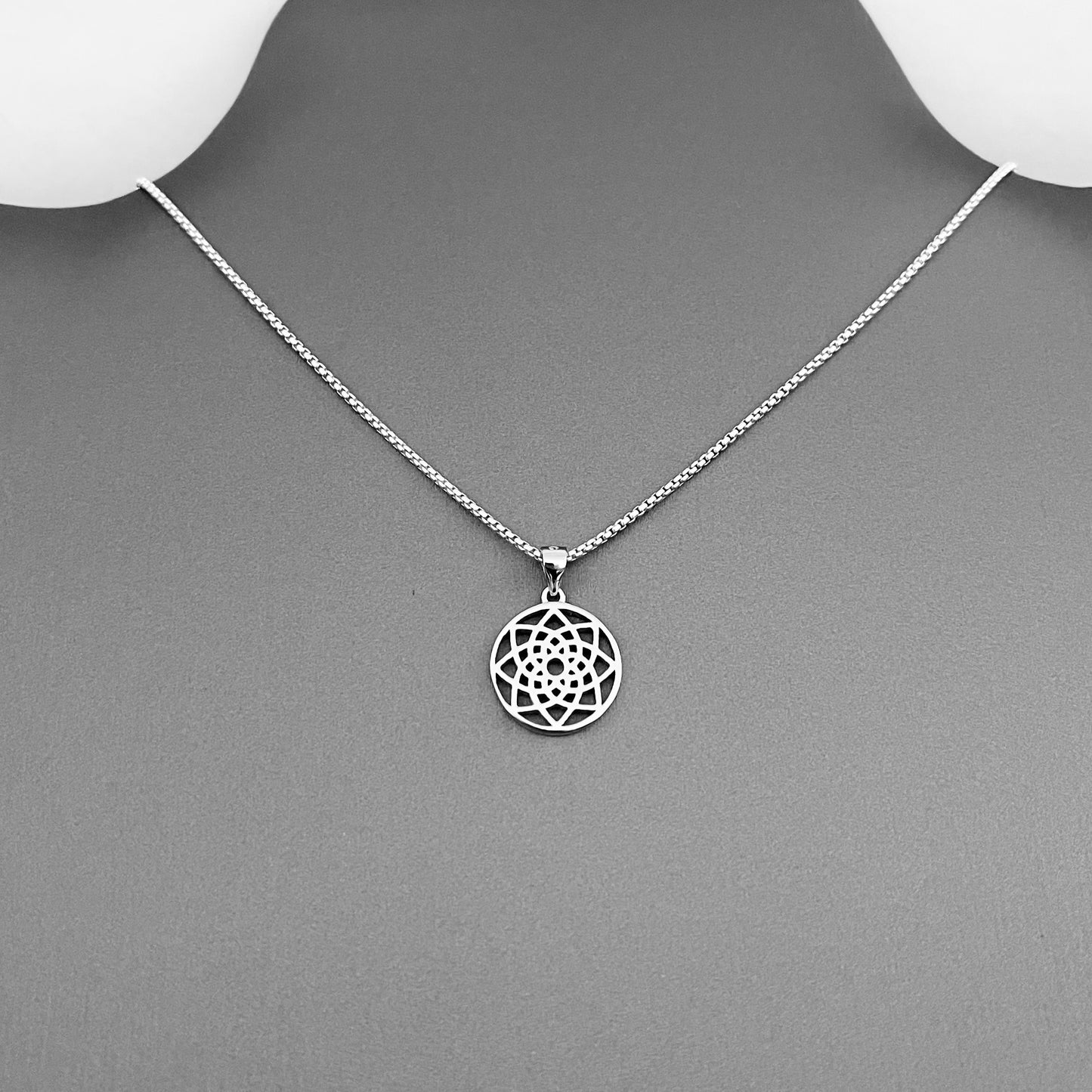 Sterling Silver Mandala Necklace, Lotus Necklaces, Spirit Flower Necklace