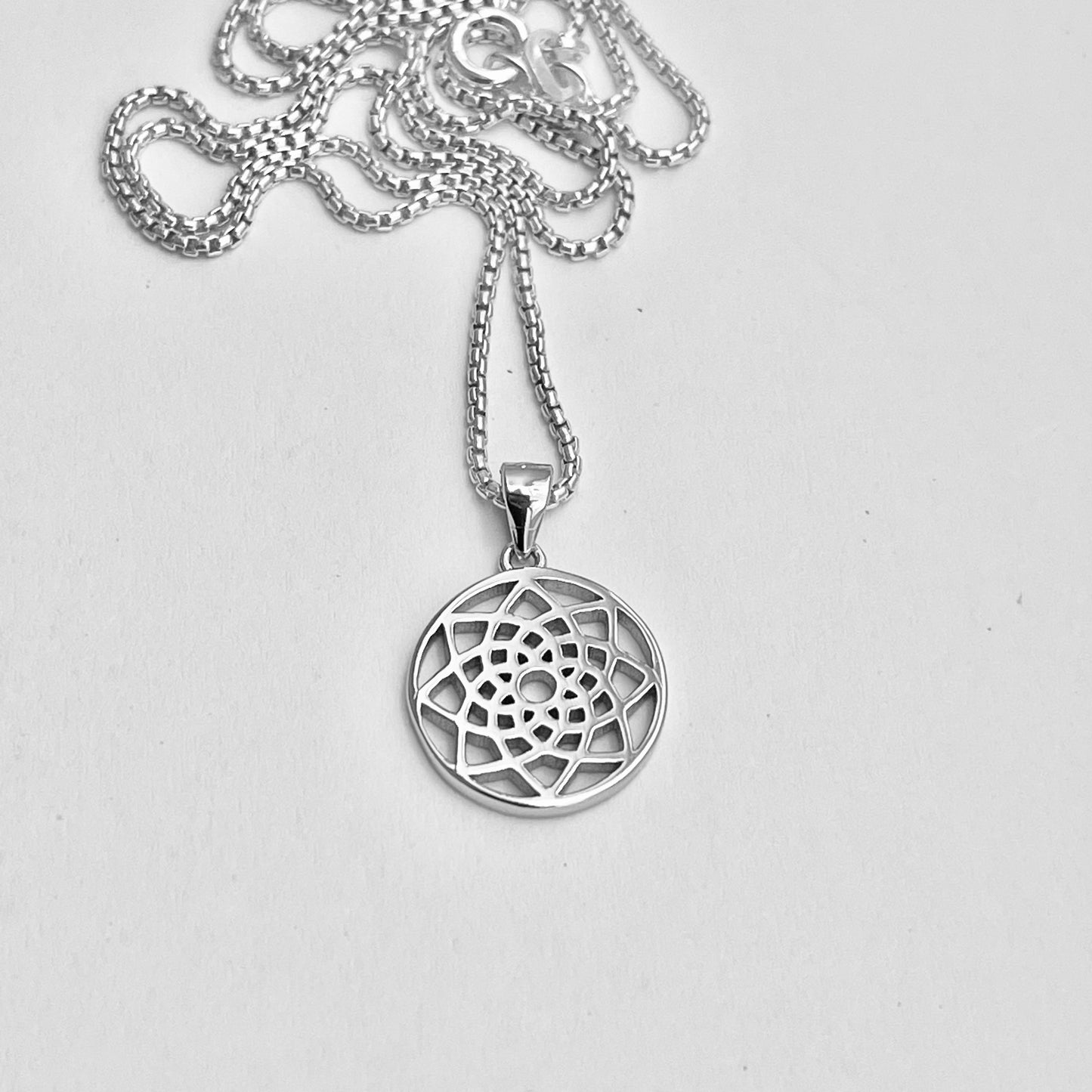 Sterling Silver Mandala Necklace, Lotus Necklaces, Spirit Flower Necklace