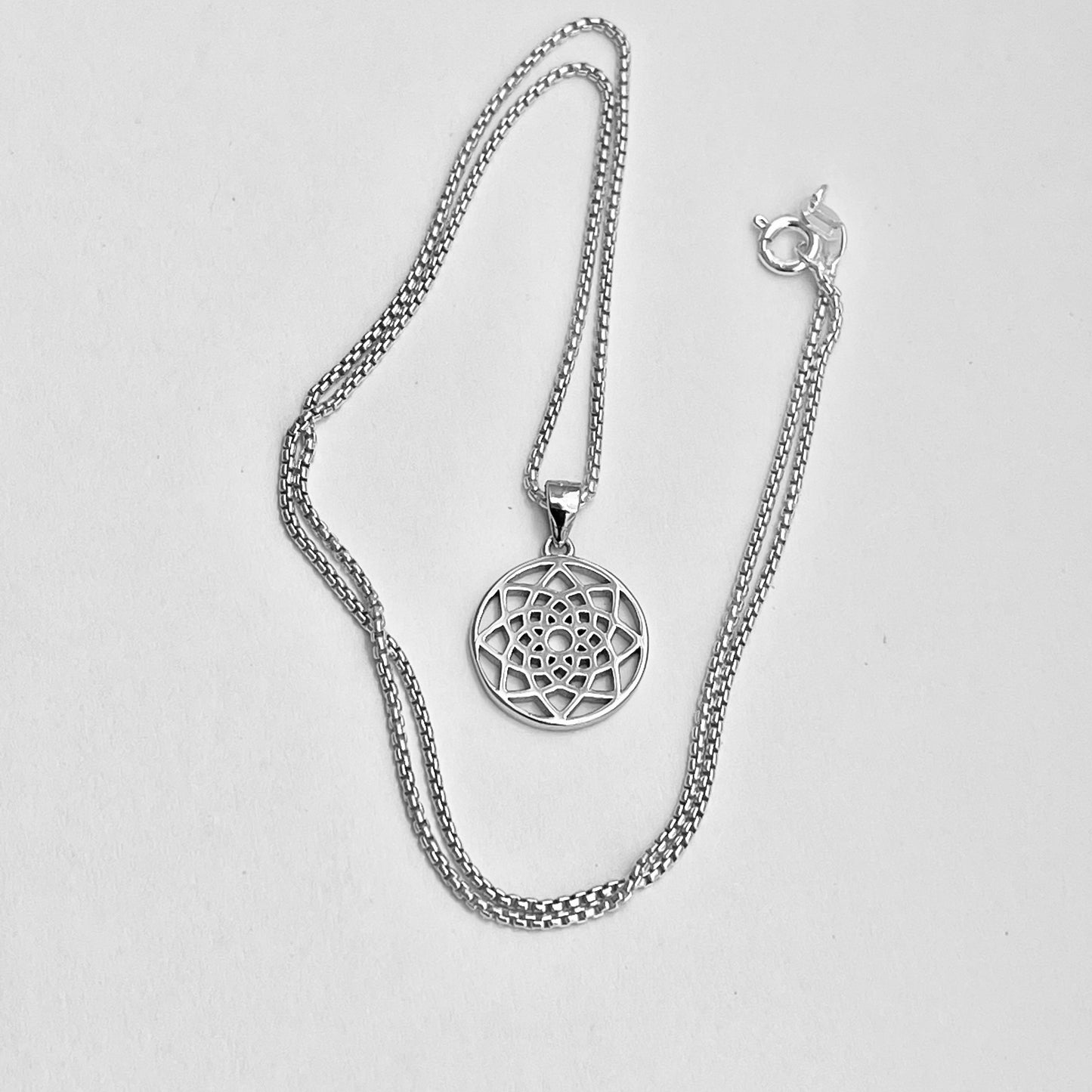 Sterling Silver Mandala Necklace, Lotus Necklaces, Spirit Flower Necklace