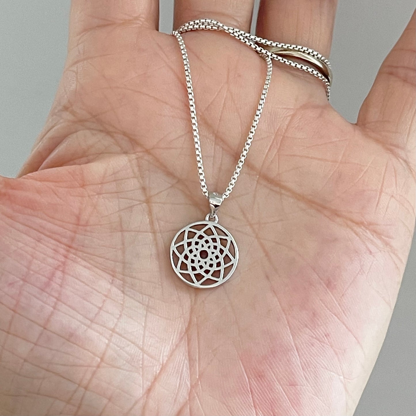 Sterling Silver Mandala Necklace, Lotus Necklaces, Spirit Flower Necklace