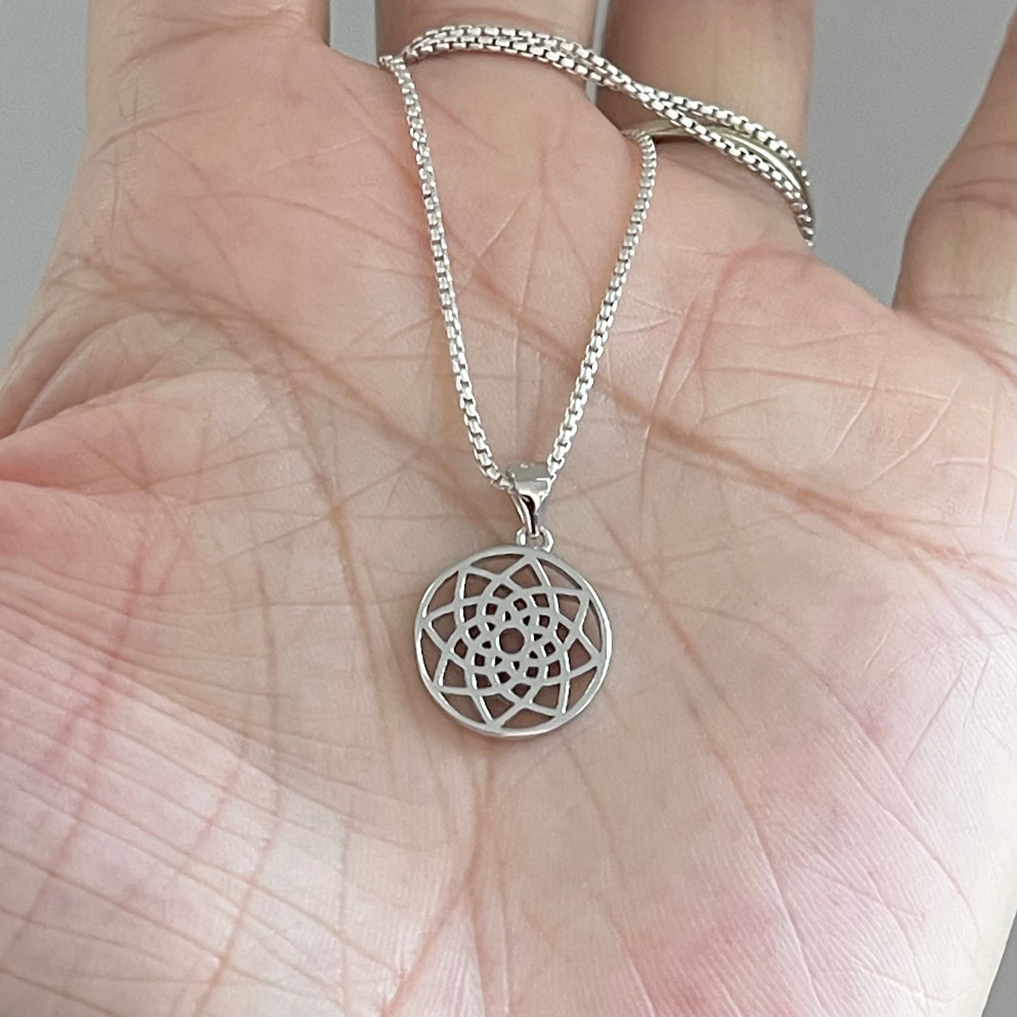 Sterling Silver Mandala Necklace, Lotus Necklaces, Spirit Flower Necklace