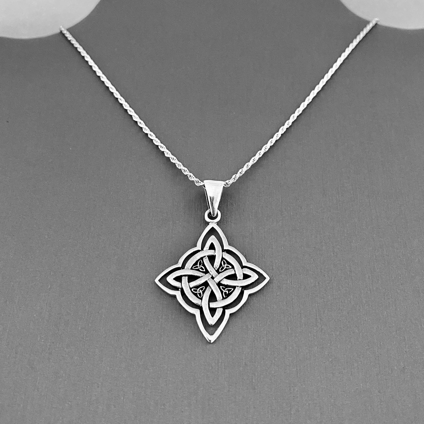 925 Sterling Silver Celtic Triquetra Necklace | Statement Trinity Knot Pendant
