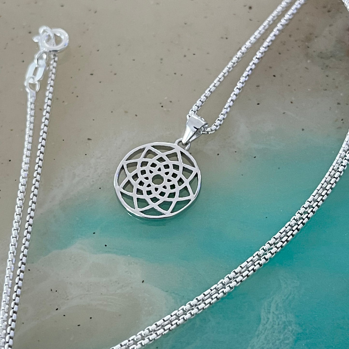 Sterling Silver Mandala Necklace, Lotus Necklaces, Spirit Flower Necklace