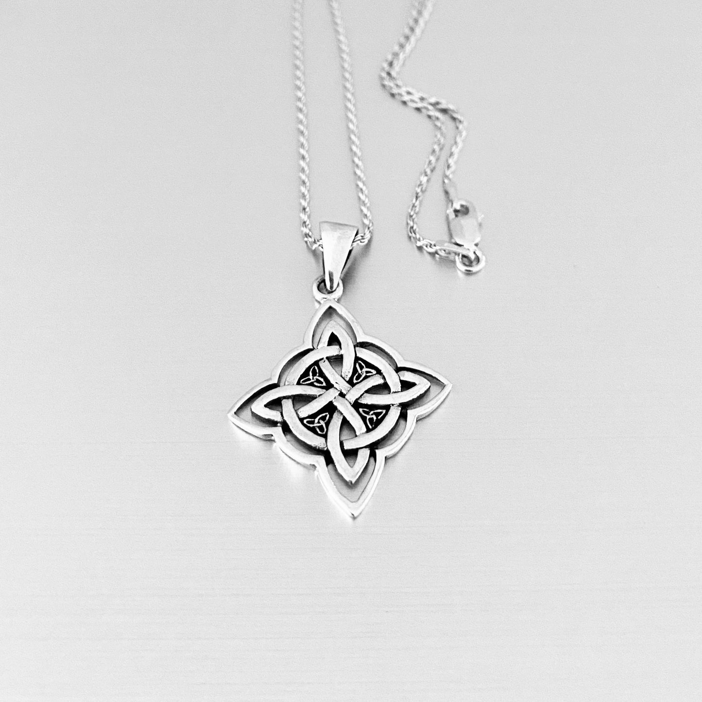 925 Sterling Silver Celtic Triquetra Necklace | Statement Trinity Knot Pendant