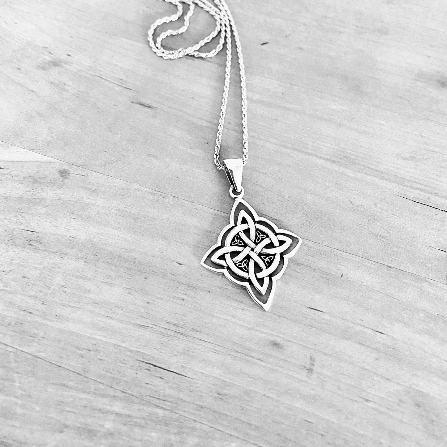 925 Sterling Silver Celtic Triquetra Necklace | Statement Trinity Knot Pendant