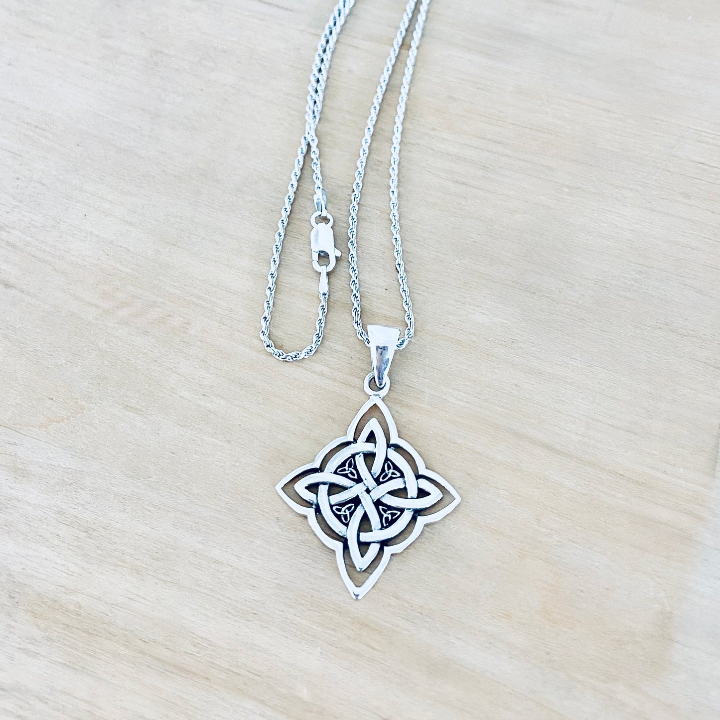 925 Sterling Silver Celtic Triquetra Necklace | Statement Trinity Knot Pendant