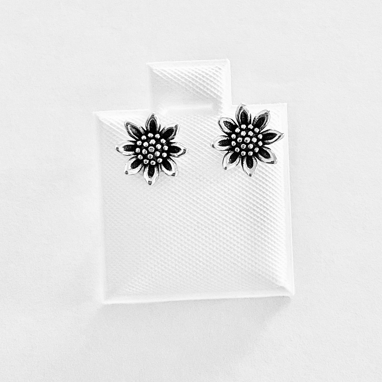 Sterling Silver Sunflower Earrings, Silver Flower Earring, Stud Earrings