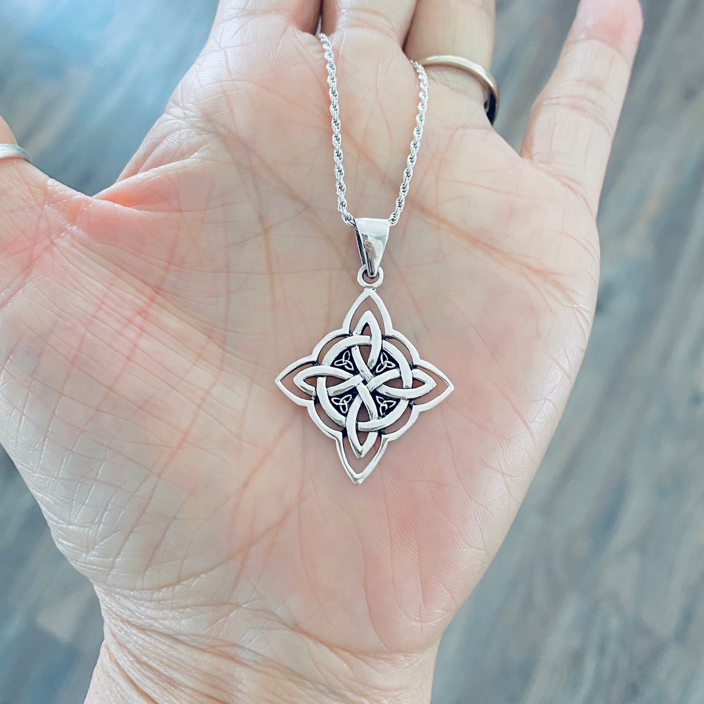 925 Sterling Silver Celtic Triquetra Necklace | Statement Trinity Knot Pendant