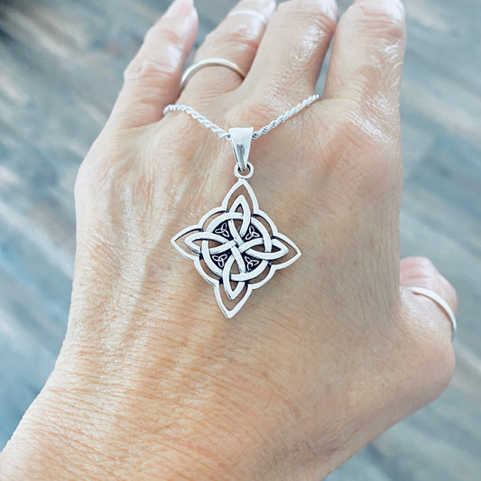 925 Sterling Silver Celtic Triquetra Necklace | Statement Trinity Knot Pendant