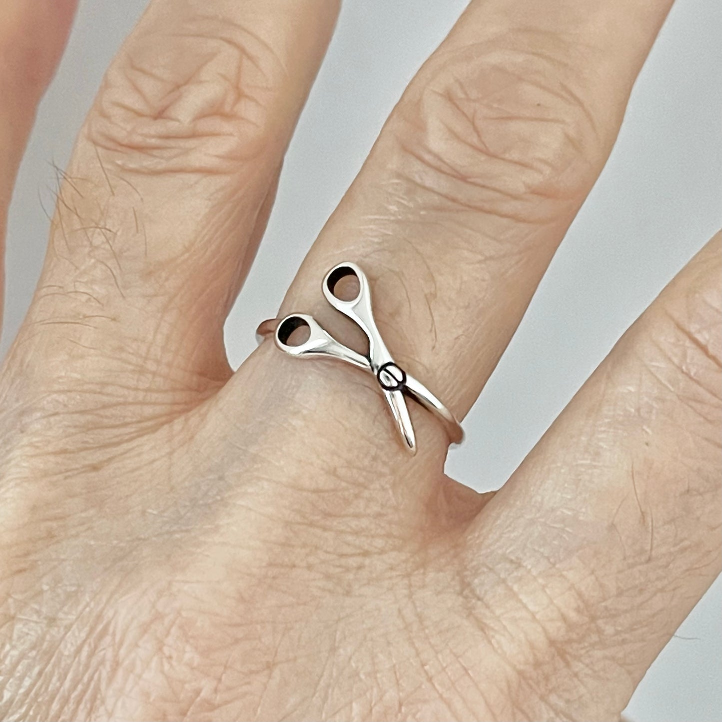 Sterling Silver Open Scissors Ring, Hair Salon Silver Ring, Barber Ring