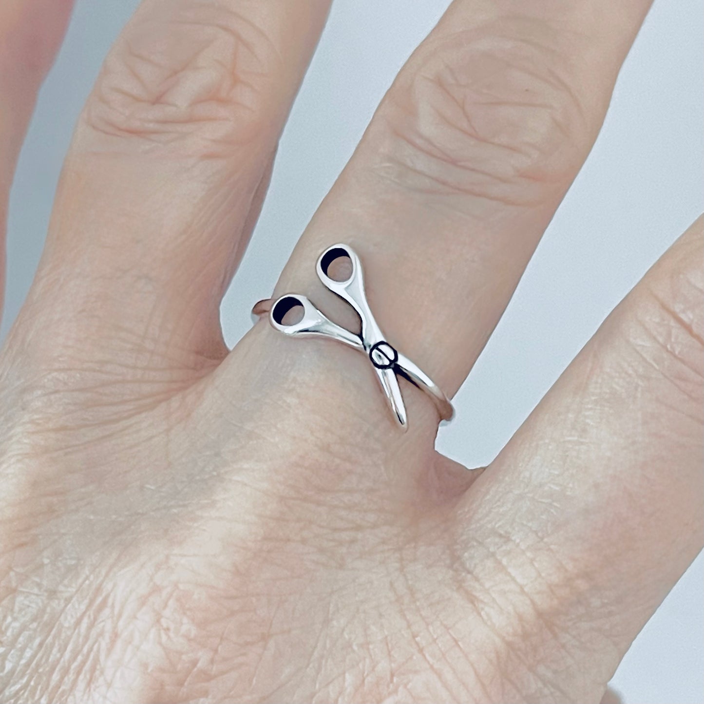 Sterling Silver Delicate Open Scissors Ring – Hair Stylist Barber Seamstress Rings