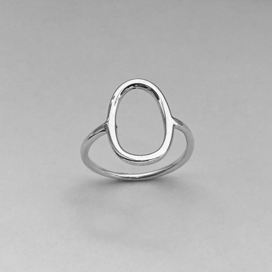 Sterling Silver Large Open Oval Ring, Egg Shape Rings, Halo Ring, Eternity Circles