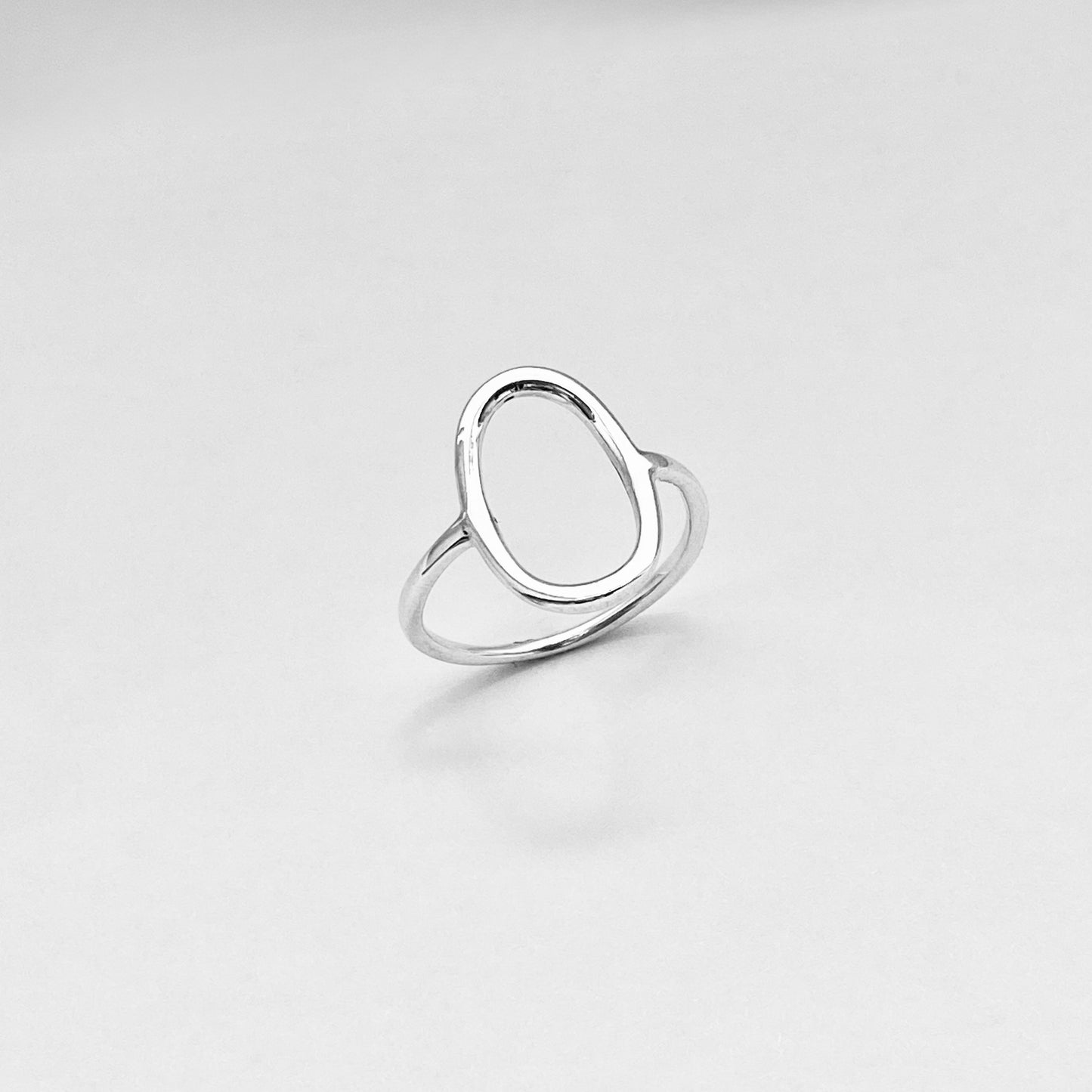 Sterling Silver Large Open Oval Ring | Egg Shape Halo Statement Silver Rings
