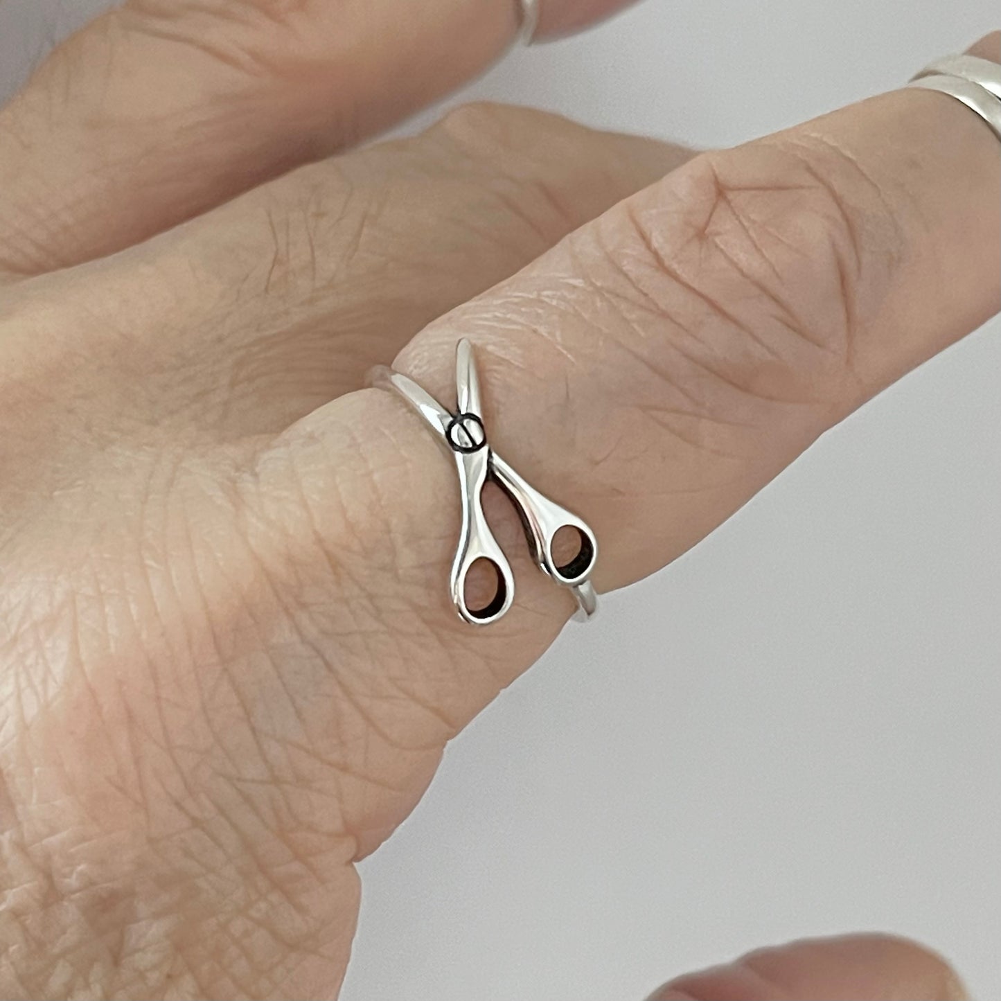 Sterling Silver Open Scissors Ring, Hair Salon Silver Ring, Barber Ring