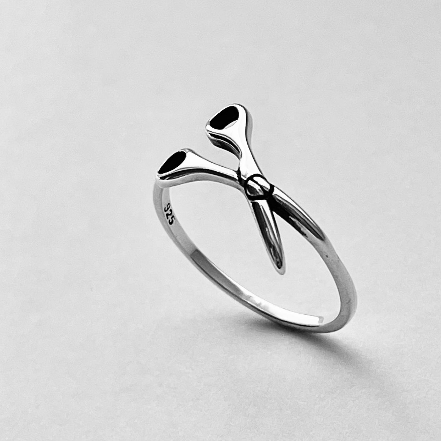 Sterling Silver Open Scissors Ring, Hair Salon Silver Ring, Barber Ring