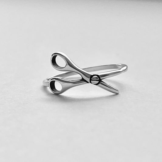 Sterling Silver Open Scissors Ring, Hair Salon Silver Ring, Barber Ring