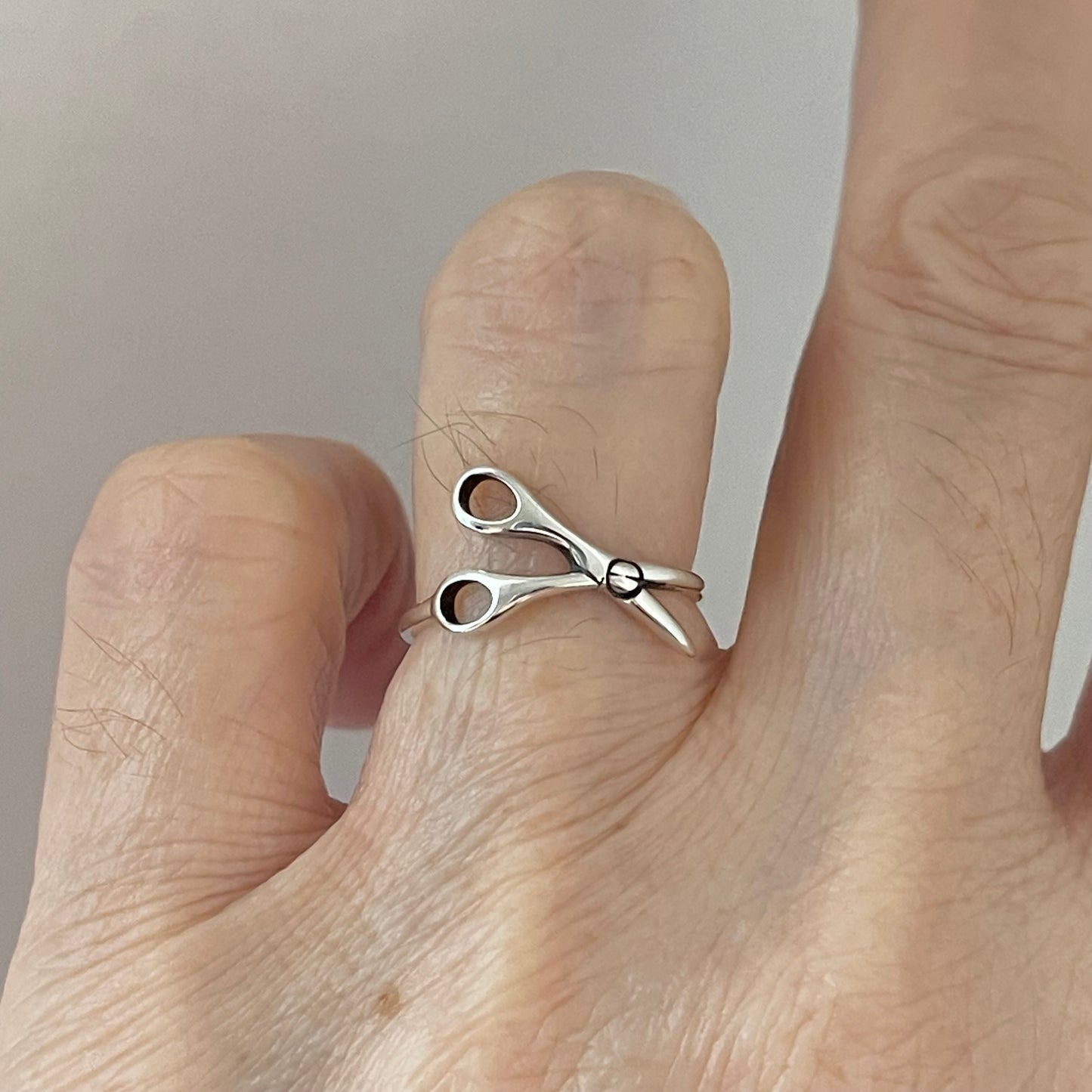 Sterling Silver Open Scissors Ring, Hair Salon Silver Ring, Barber Ring