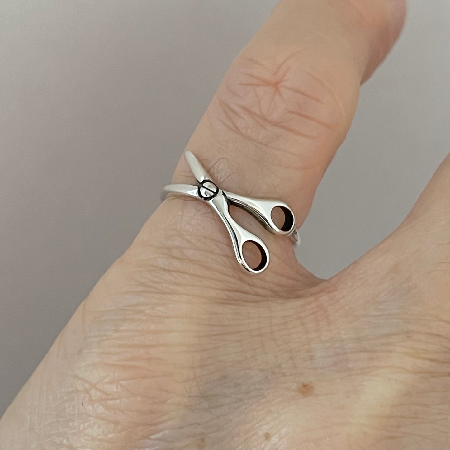 Sterling Silver Open Scissors Ring, Hair Salon Silver Ring, Barber Ring