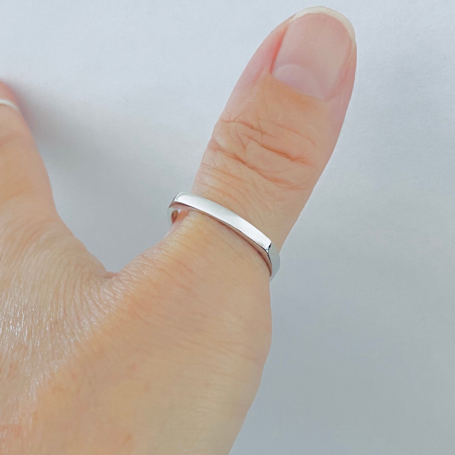 Sterling Silver Unisex Simple Square Band Ring, Wedding Bands, Stackable Jewelry