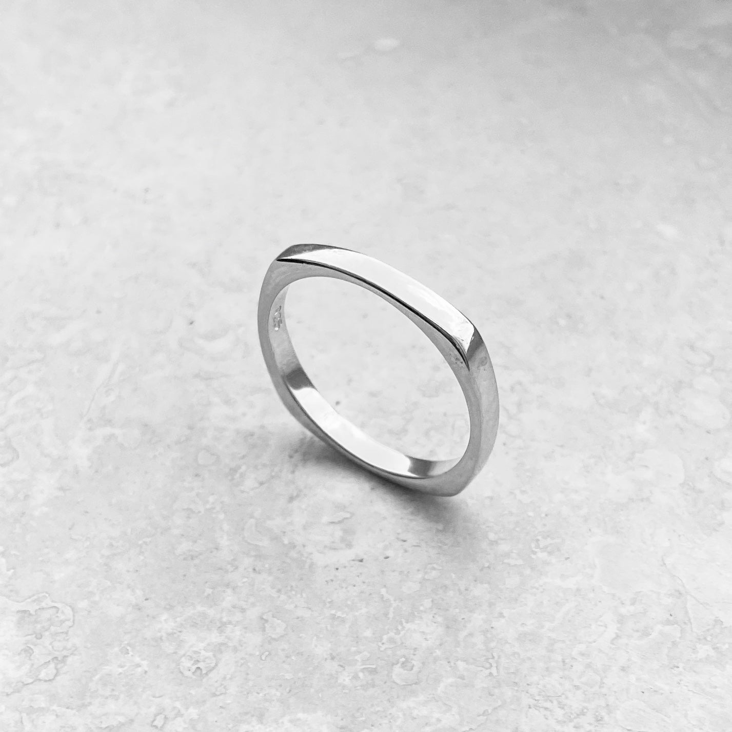 Sterling Silver Unisex Square Band Ring, Wedding Bands, Stackable Silver Rings