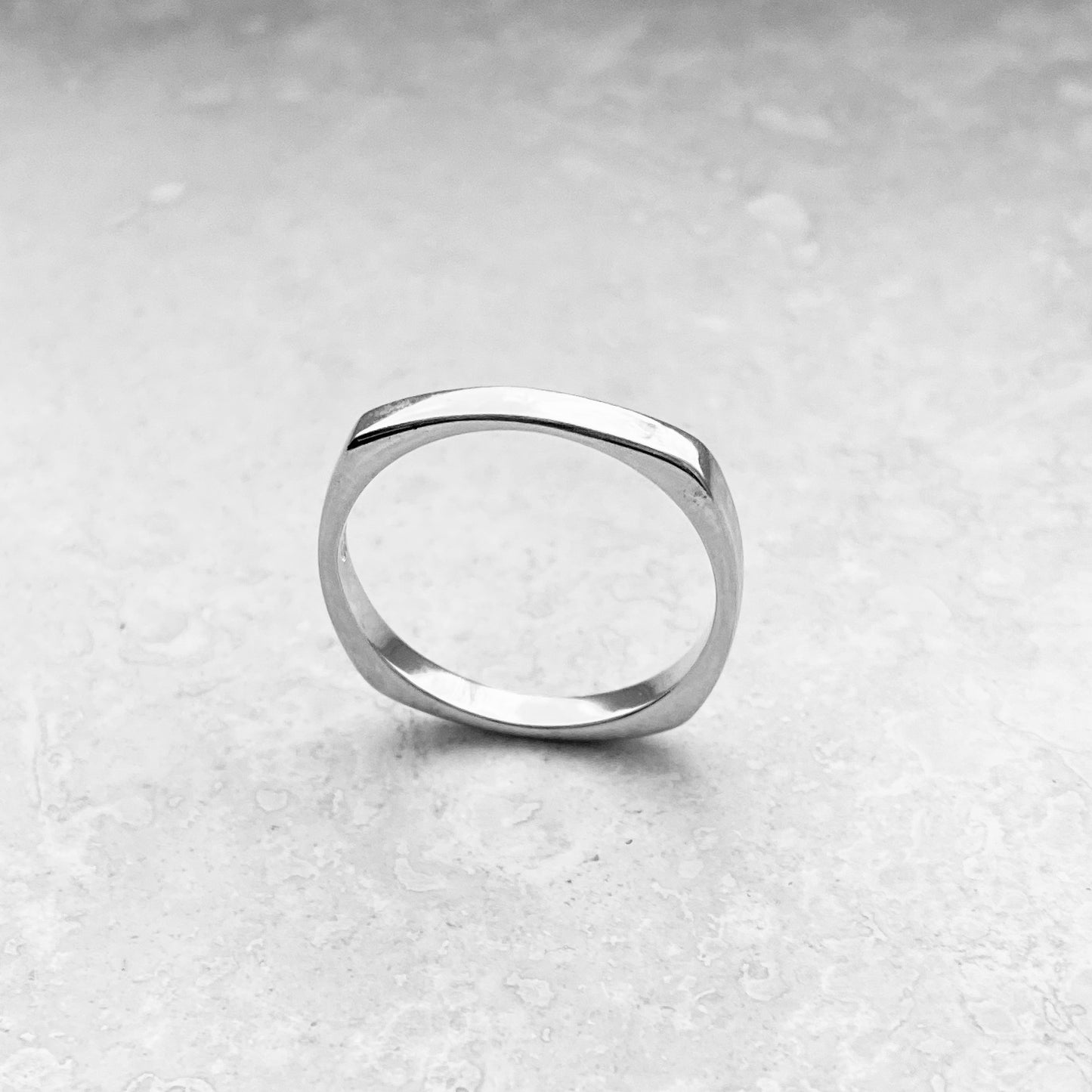 Sterling Silver Unisex Square Band Ring, Wedding Bands, Stackable Silver Rings