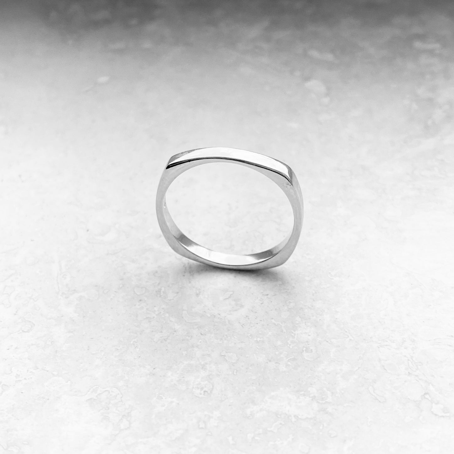 Sterling Silver Unisex Simple Square Band Ring, Wedding Bands, Stackable Jewelry