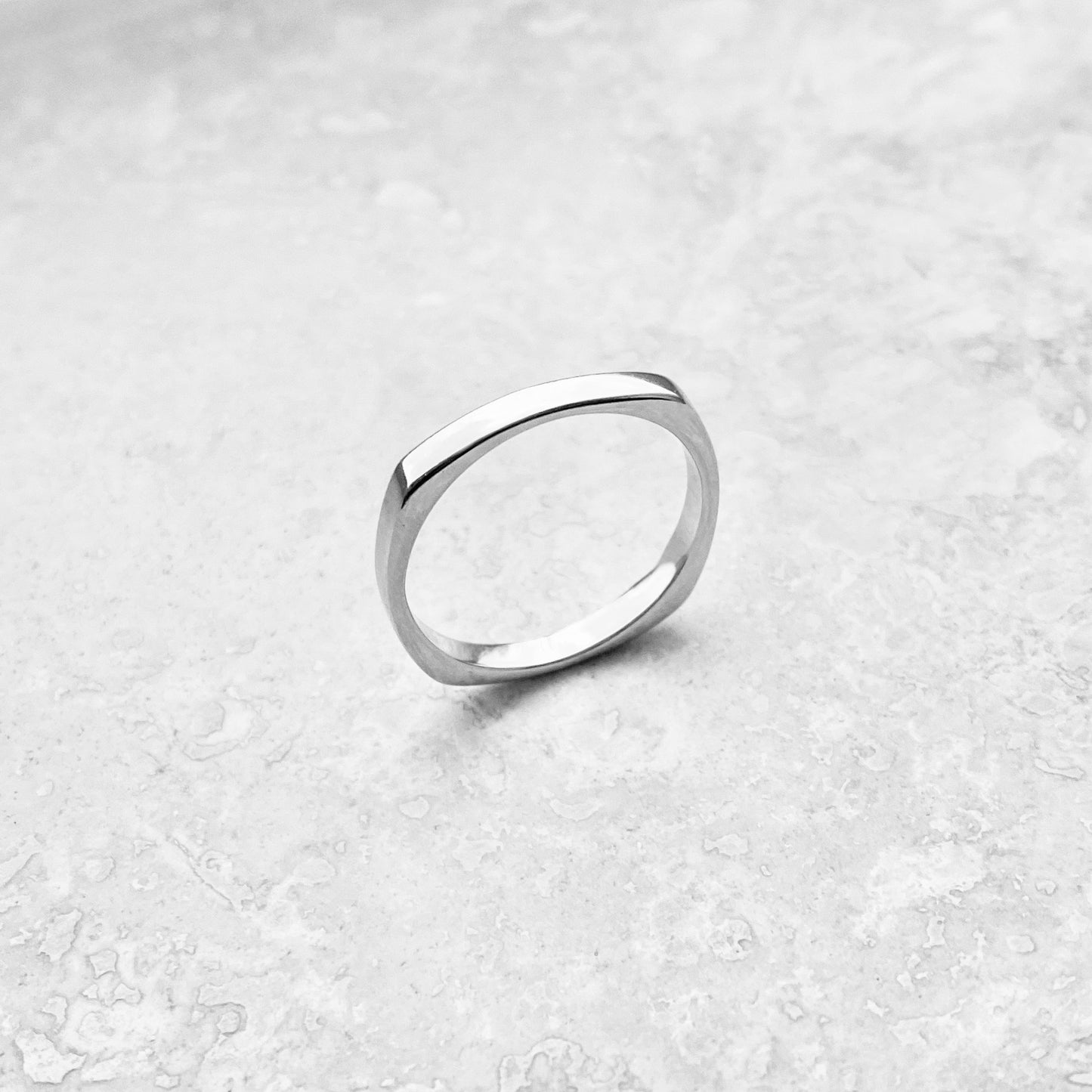 Sterling Silver Unisex Simple Square Band Ring, Wedding Bands, Stackable Jewelry