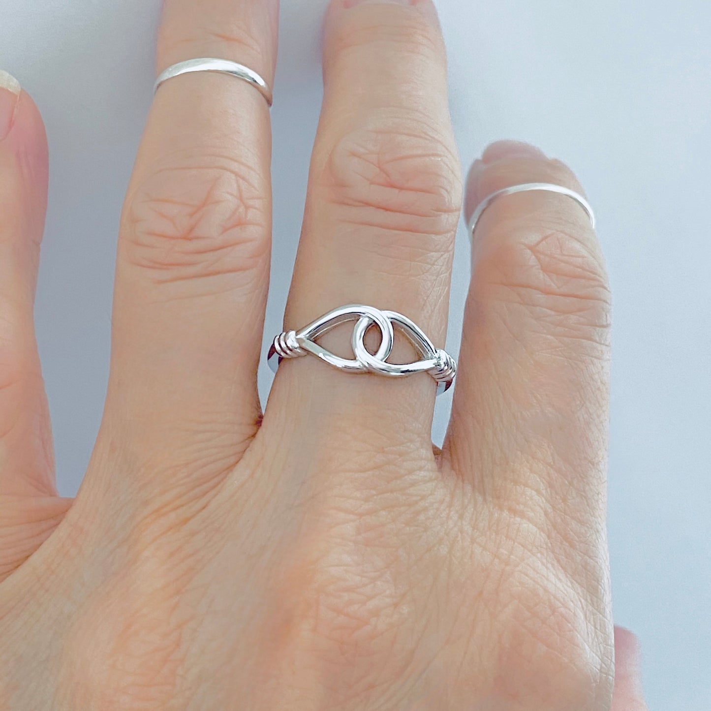 925 Sterling Silver Knotted Loop Ring | Dainty Teardrop Love Knots Silver Rings