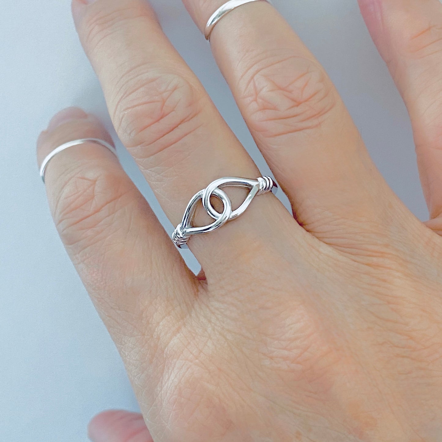 925 Sterling Silver Knotted Loop Ring | Dainty Teardrop Love Knots Silver Rings