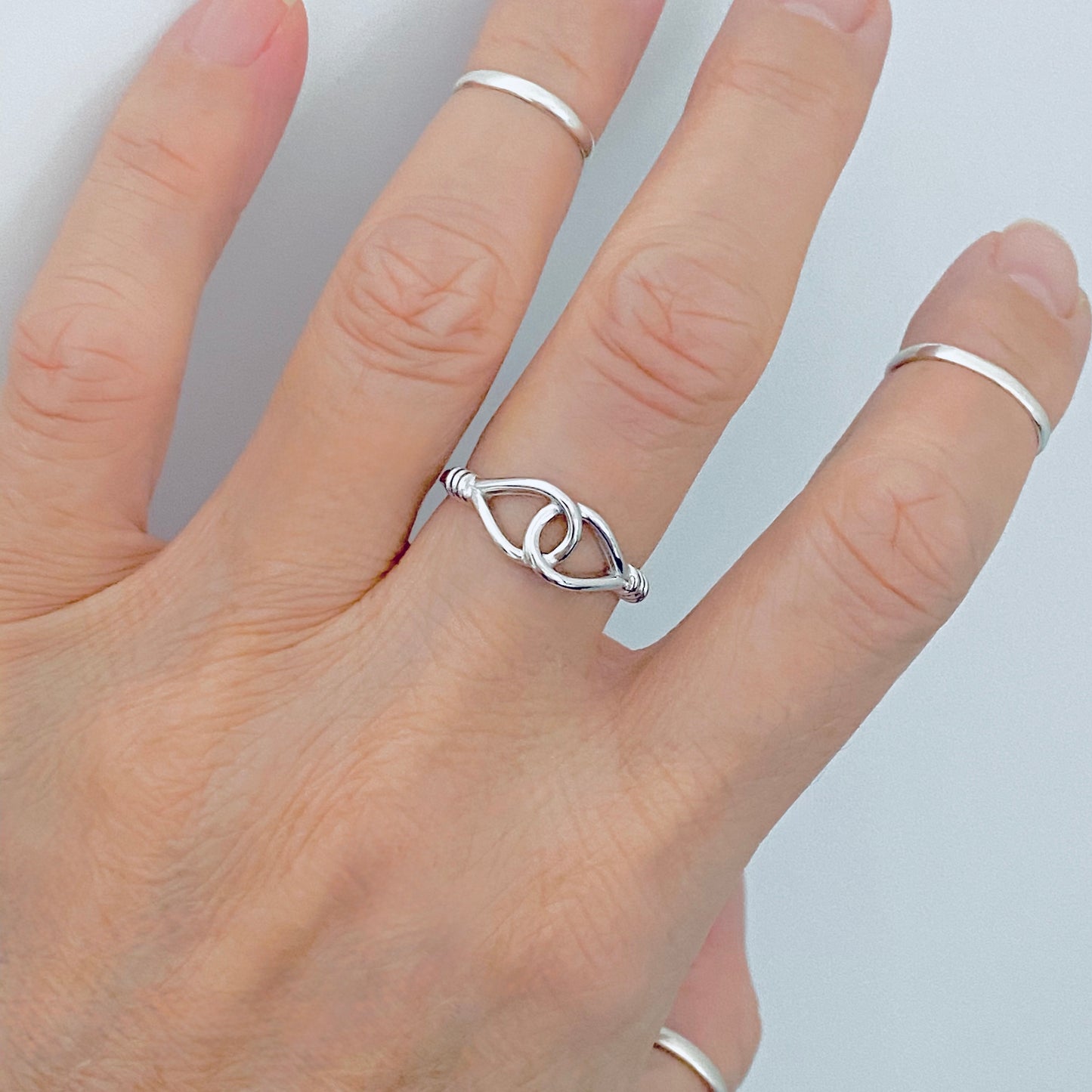 925 Sterling Silver Knotted Loop Ring | Dainty Teardrop Love Knots Silver Rings