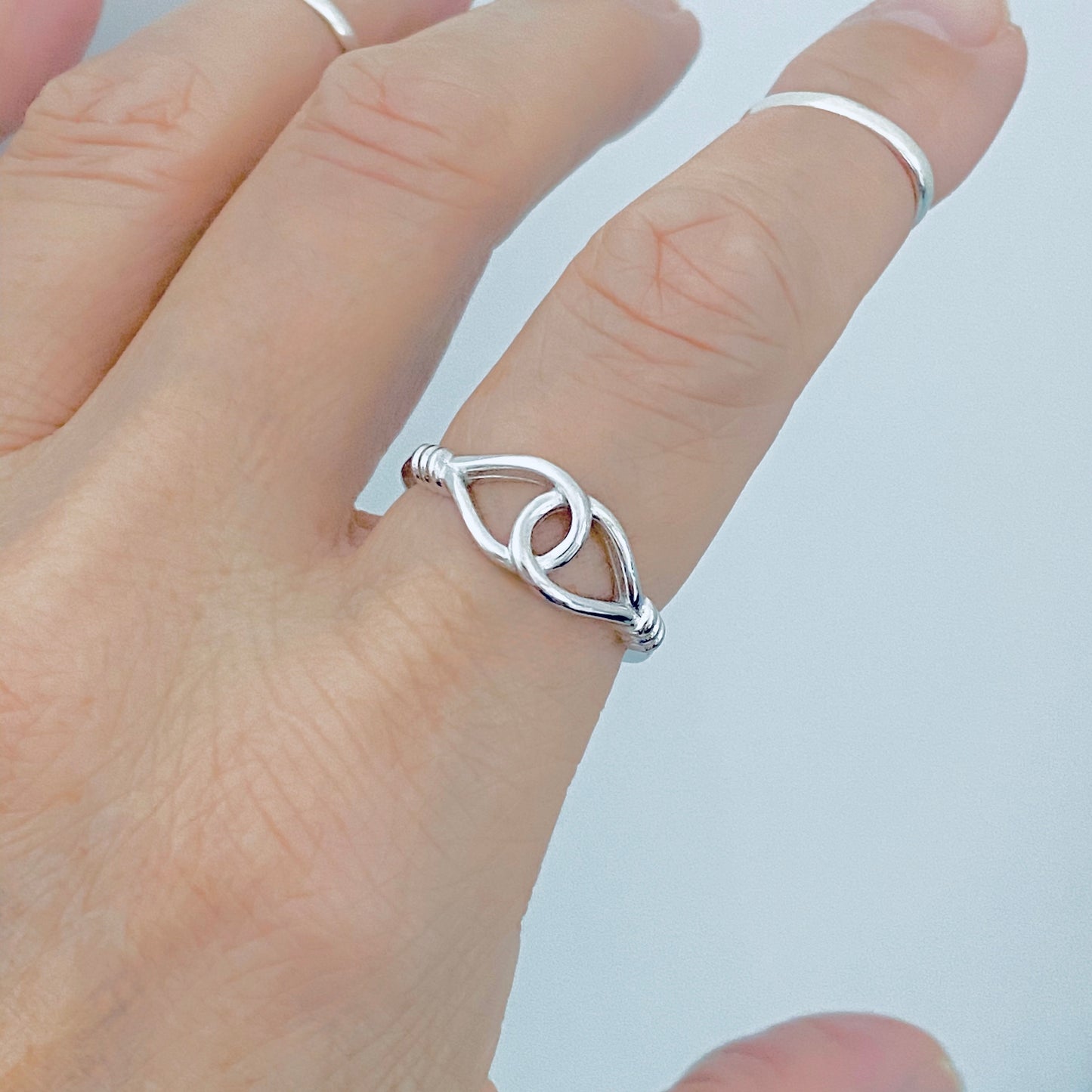 925 Sterling Silver Knotted Loop Ring | Dainty Teardrop Love Knots Silver Rings