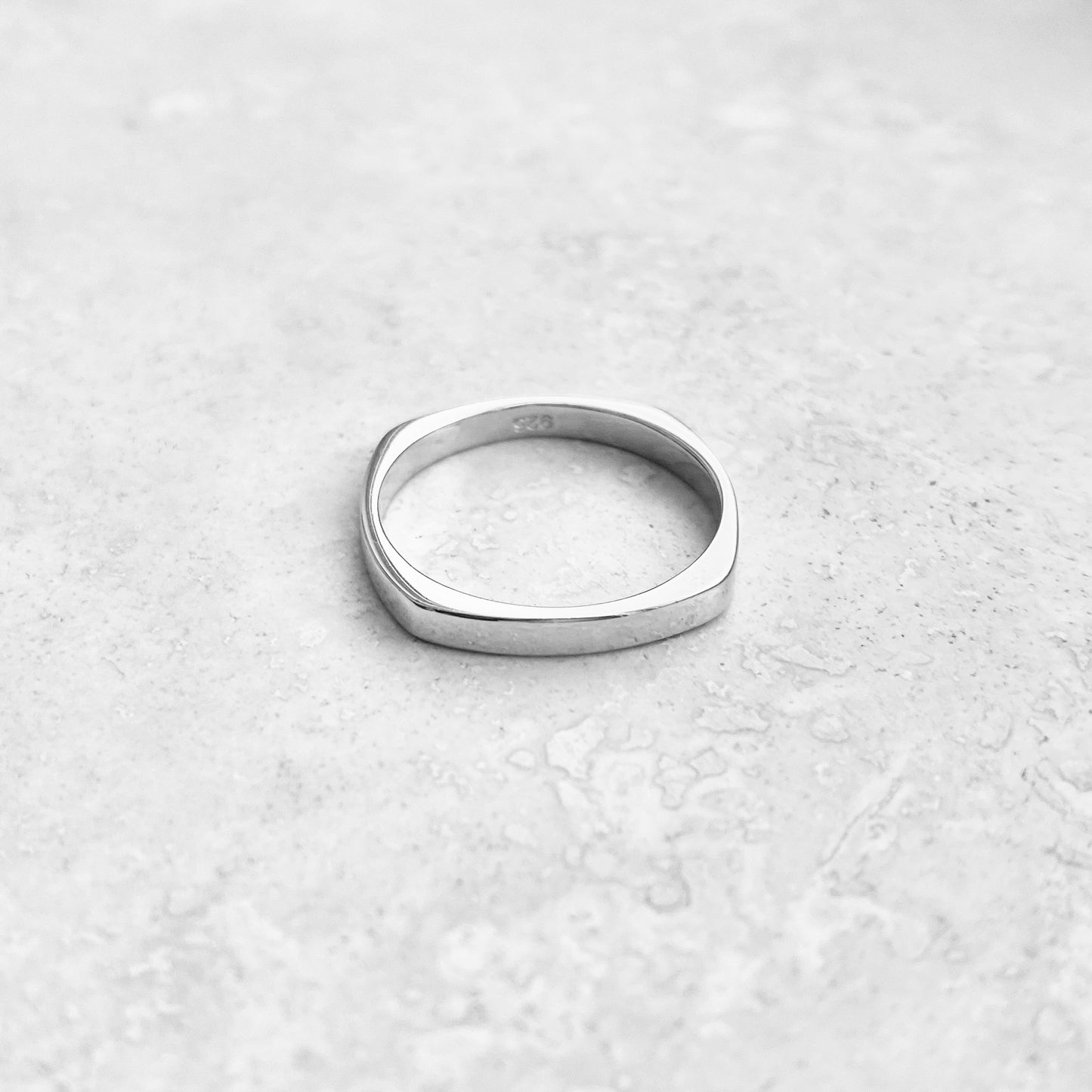 Sterling Silver Unisex Simple Square Band Ring, Wedding Bands, Stackable Jewelry