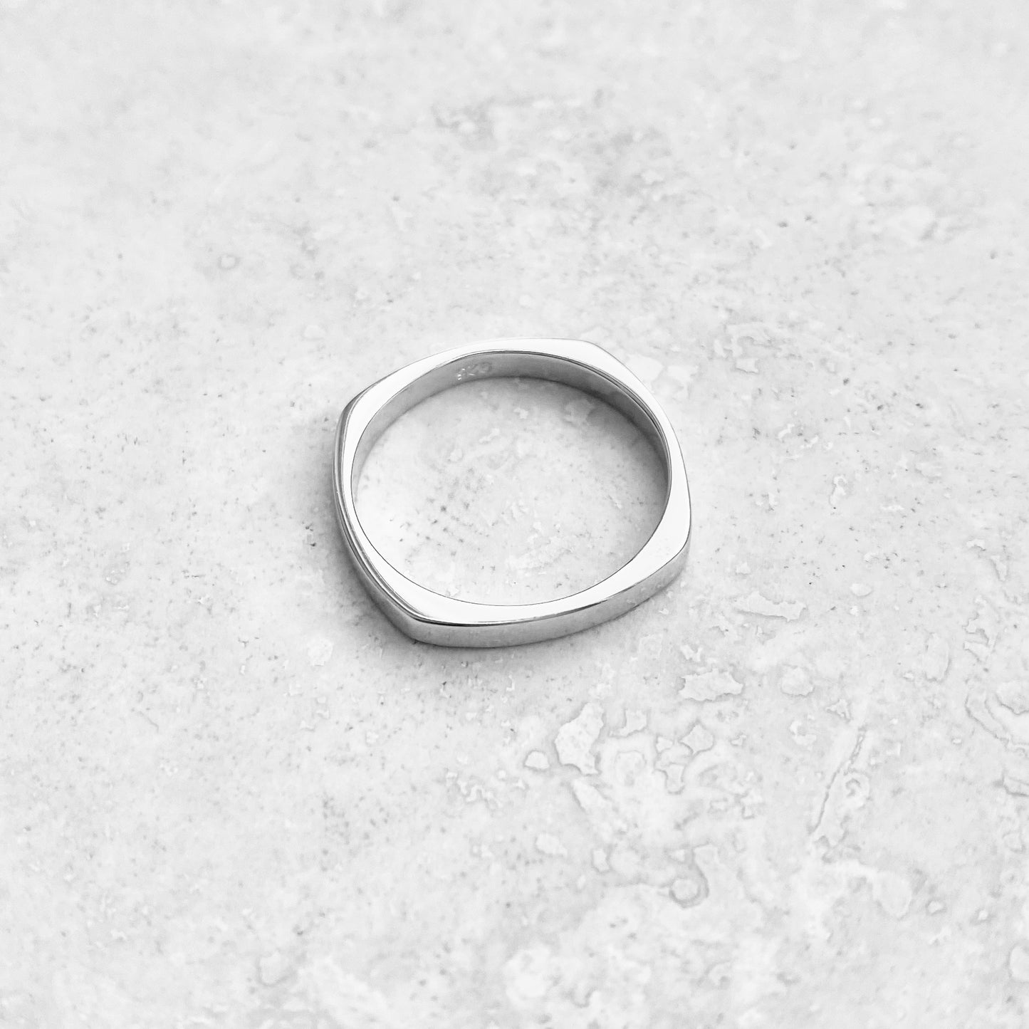 Sterling Silver Unisex Simple Square Band Ring, Wedding Bands, Stackable Jewelry