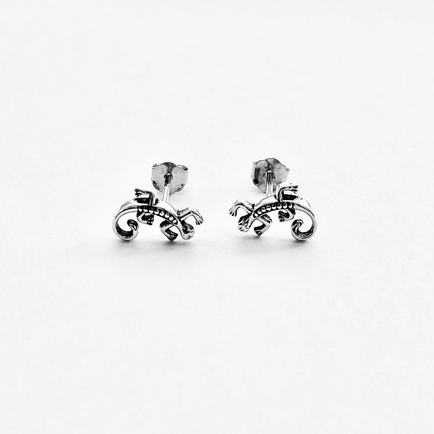 925 Sterling Silver Lizard Stud Earrings | Gecko & Reptile Silver Earrings