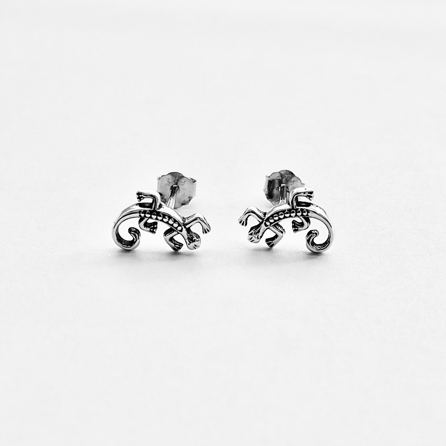 925 Sterling Silver Lizard Stud Earrings | Gecko & Reptile Silver Earrings